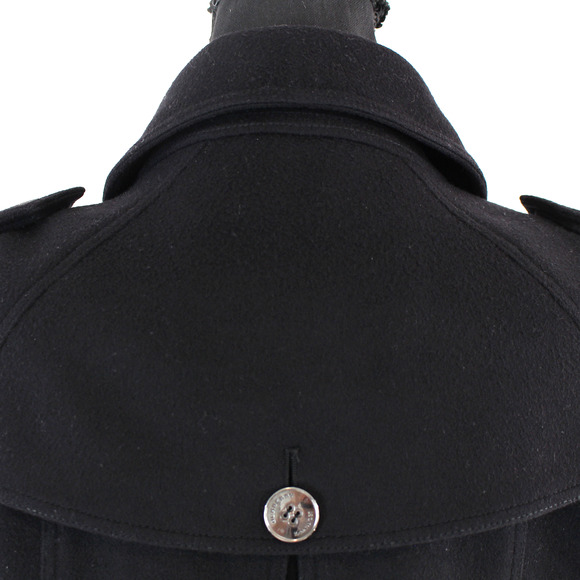 Burberry London Black Wool Single Breasted Long Collared Coat 10 Button Jacket 8 - Picture 6 of 8